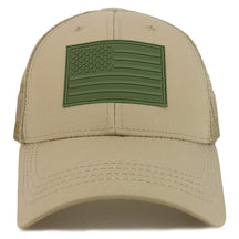 Armycrew US American Flag Olive Rubber 3D Tactical Patch Trucker Mesh Back Cap
