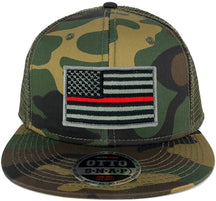 Armycrew USA American Flag Embroidered Patch Snapback Camo Mesh Cap - Camo Olive