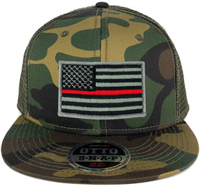 Armycrew USA American Flag Embroidered Patch Snapback Camo Mesh Cap - Camo Olive