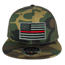 Armycrew USA American Flag Embroidered Patch Camo Snapback Mesh Cap - CAMO Olive