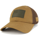 Armycrew US American Flag Olive 3-D Rubber Tactical Patch Low Crown Adjustable Mesh Cap