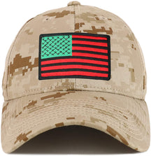 Armycrew Red Green Black American Flag Patch Camouflage Structured Baseball Cap