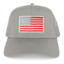 Armycrew USA American Flag Embroidered Patch Snapback Mesh Trucker Cap - Grey