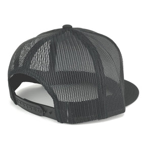 Flexfit 5 Panel American Flag Patched Snapback Mesh Charcoal Cap - Black Red Patch