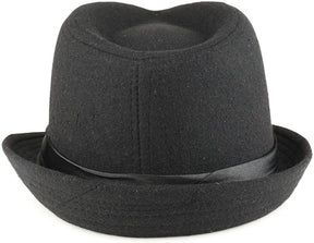 Armycrew Men's Wool Felt Fedora Hat with Satin Hat Band