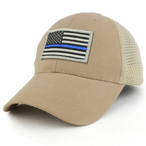 Armycrew USA Thin Blue Line Flag Tactical Patch Cotton Adjustable Trucker Cap