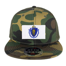 Armycrew Oversize XXL New Massachusetts State Flag Patch Camo Mesh Snapback Cap - Camo Olive