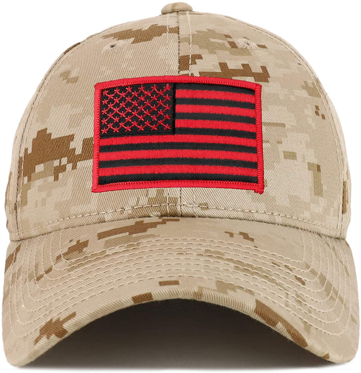 Armycrew Black Red American Flag Patch Camouflage Structured Baseball Cap