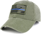 Armycrew USA Camo Thin Blue Flag Tactical Patch Cotton Adjustable Baseball Cap