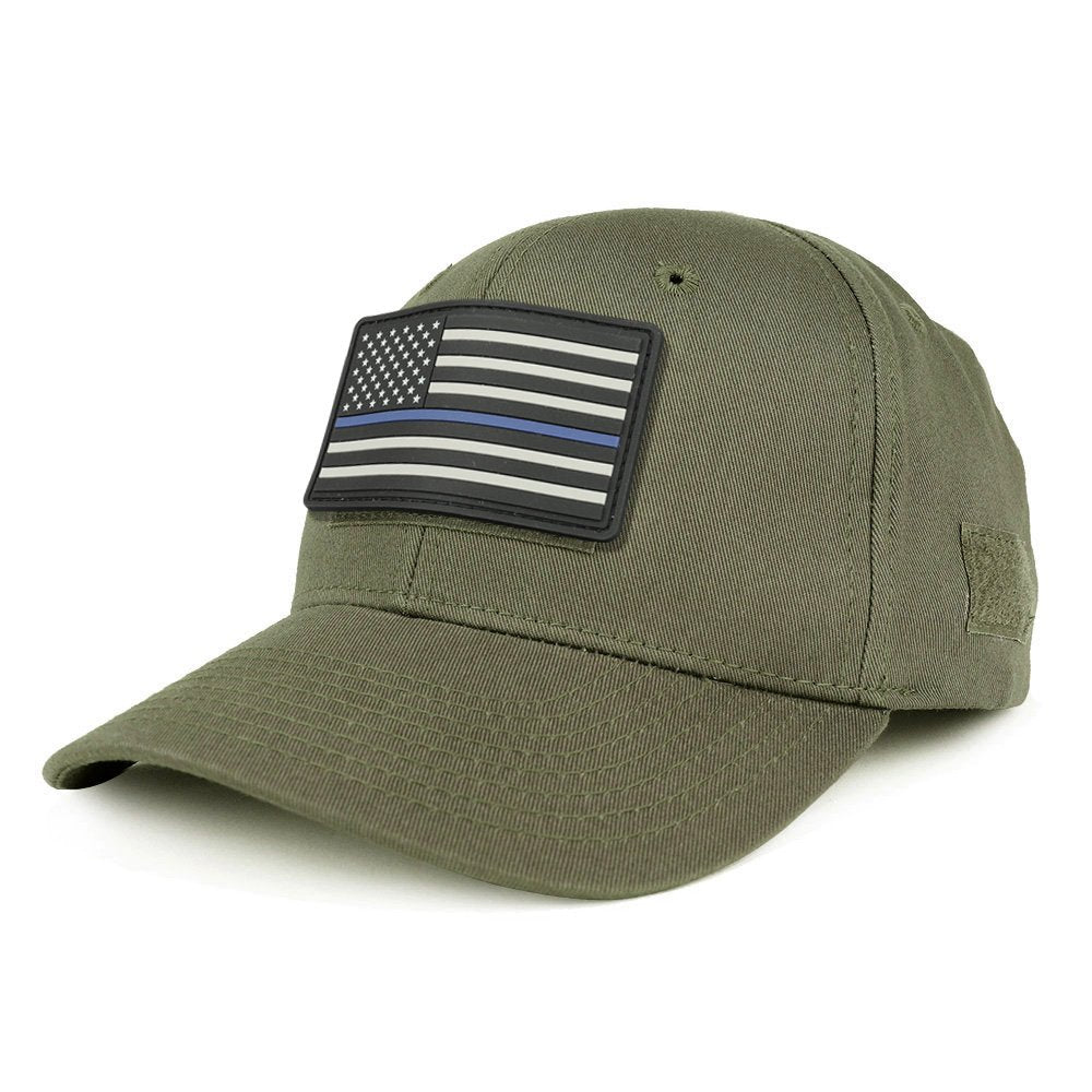 Armycrew USA Rubber Thin Blue Flag Tactical Patch Structured Operator Baseball Cap