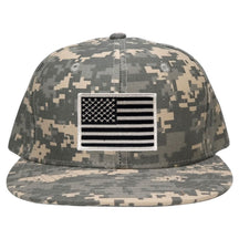 Armycrew Flat Bill Digital Camo American Flag Patch Snapback Cap - ACU - Black Grey