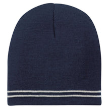 Two Tone Color Winter Short Stripe Beanie Hat