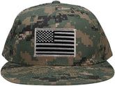 Armycrew Flat Bill Digital Camo American Flag Patch Snapback Cap - MCU - Black Grey