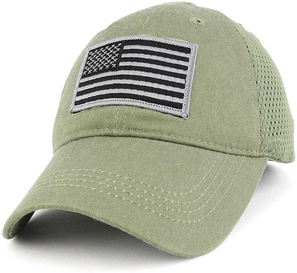 Armycrew USA American Flag Subdued Grey Embroidered Tactical Patch with Mesh Operator Cap
