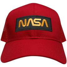 NASA Worm Gold Text Embroidered Iron On Patch Snapback Trucker Mesh Cap