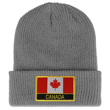 Armycrew Canada Flag Embroidered Patch Winter Ribbed Cuffed Knit Beanie