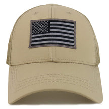 Armycrew American Flag Black Tactical Embroidered Patch Trucker Mesh Back Cap