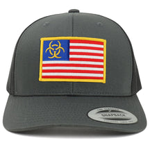 Armycrew Biohazard Yellow American Flag Embroidered Patch Mesh Back Trucker Cap