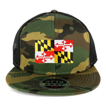 Armycrew New Maryland State Flag Patch Camouflage Flatbill Mesh Snapback Cap - Camo Black