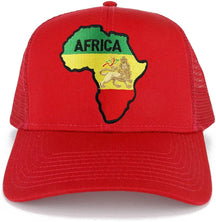 RGY Africa Map and Rasta Lion Embroidered Iron on Patch Adjustable Trucker Mesh Cap