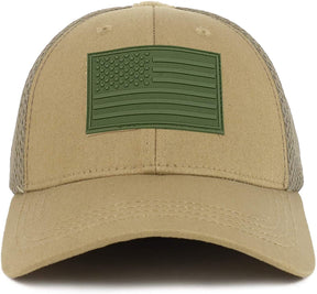 Armycrew US American Flag Olive Rubber 3D Tactical Patch Air Mesh Flex Cap