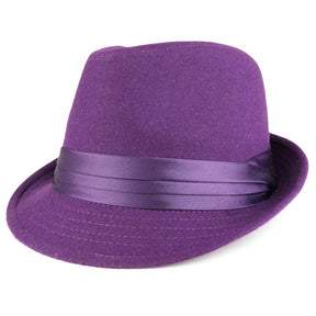 Armycrew Men's Wool Felt Fedora Hat with Satin Hat Band