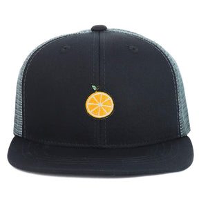 Armycrew Youth Kid's Orange Patch Flat Bill Mesh Back Snapback Trucker Cap