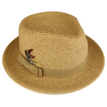 Armycrew Paper Straw Wide Brim Fedora Hat with Grosgrain Band and Feather