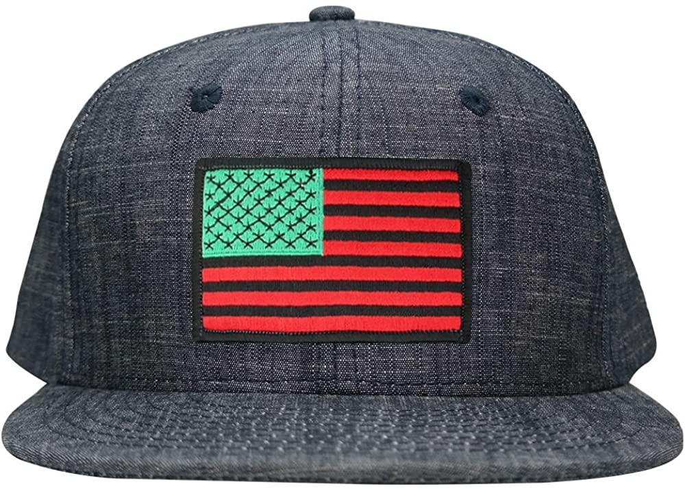 Washed Denim USA American Flag Embroidered Iron on Patch Snapback - BLU