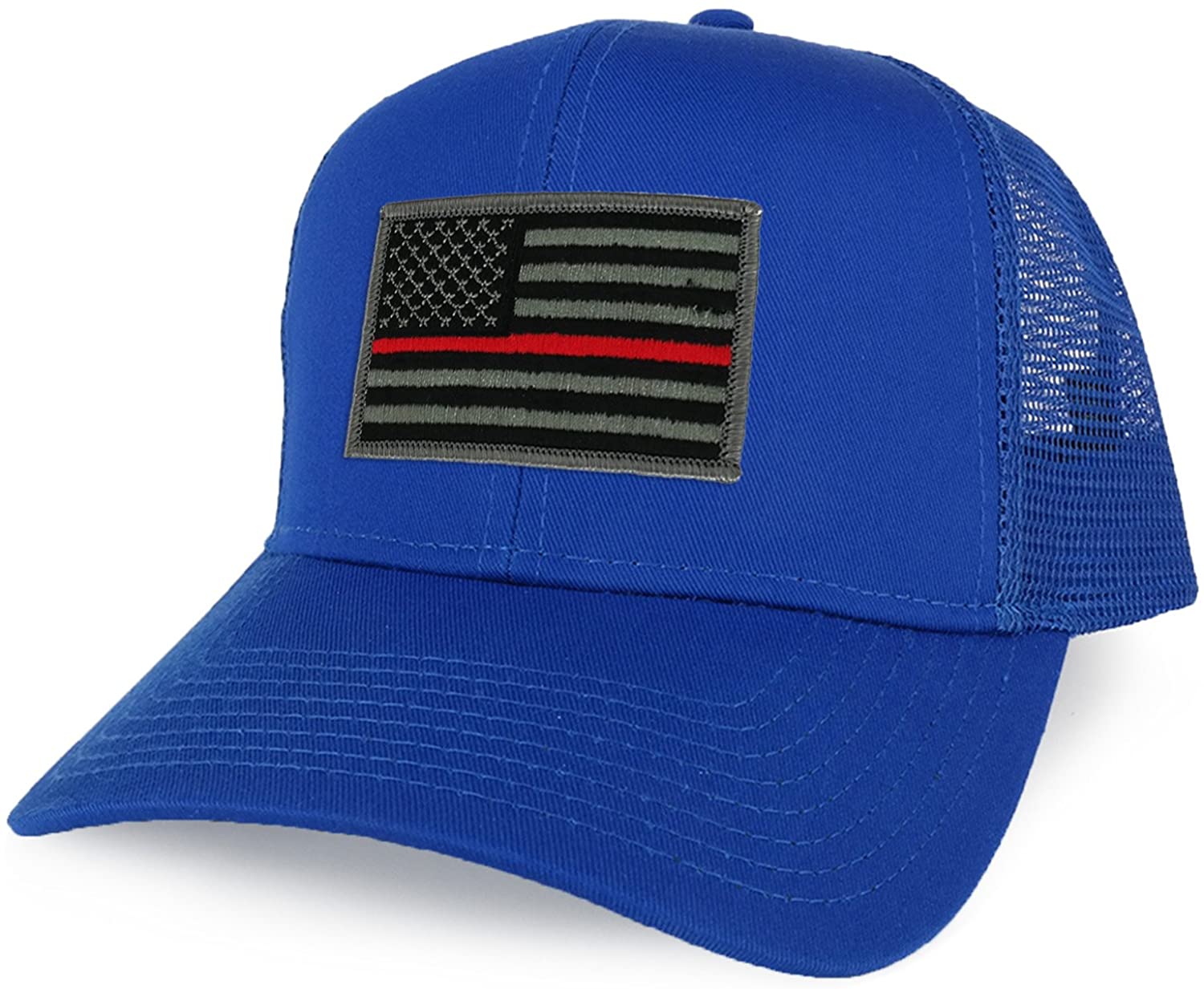 Armycrew XXL Oversize Thin Red Line USA Flag Patch Mesh Back Trucker Baseball Cap