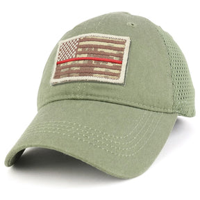 Armycrew USA Desert Digital Thin Red Flag Tactical Patch Cotton Adjustable Trucker Cap