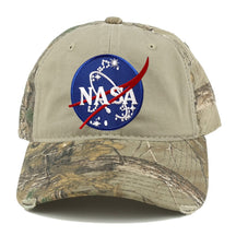 NASA Insignia Meatball Embroidered Patch Mossy Oak Realtree Camo Adjustable Cap
