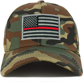 Armycrew Thin Red Line American Flag Patch Camouflage Structured Baseball Cap