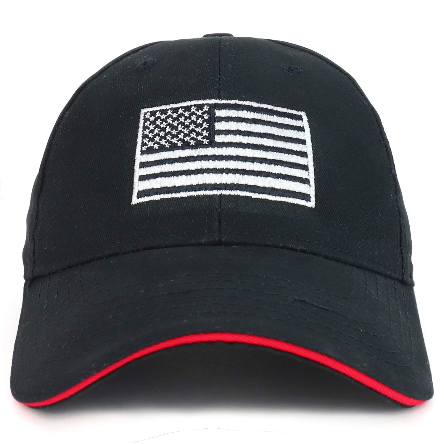 Armycrew Made in USA Structured Grey American Flag Embroidered Sandwich Bill Cap