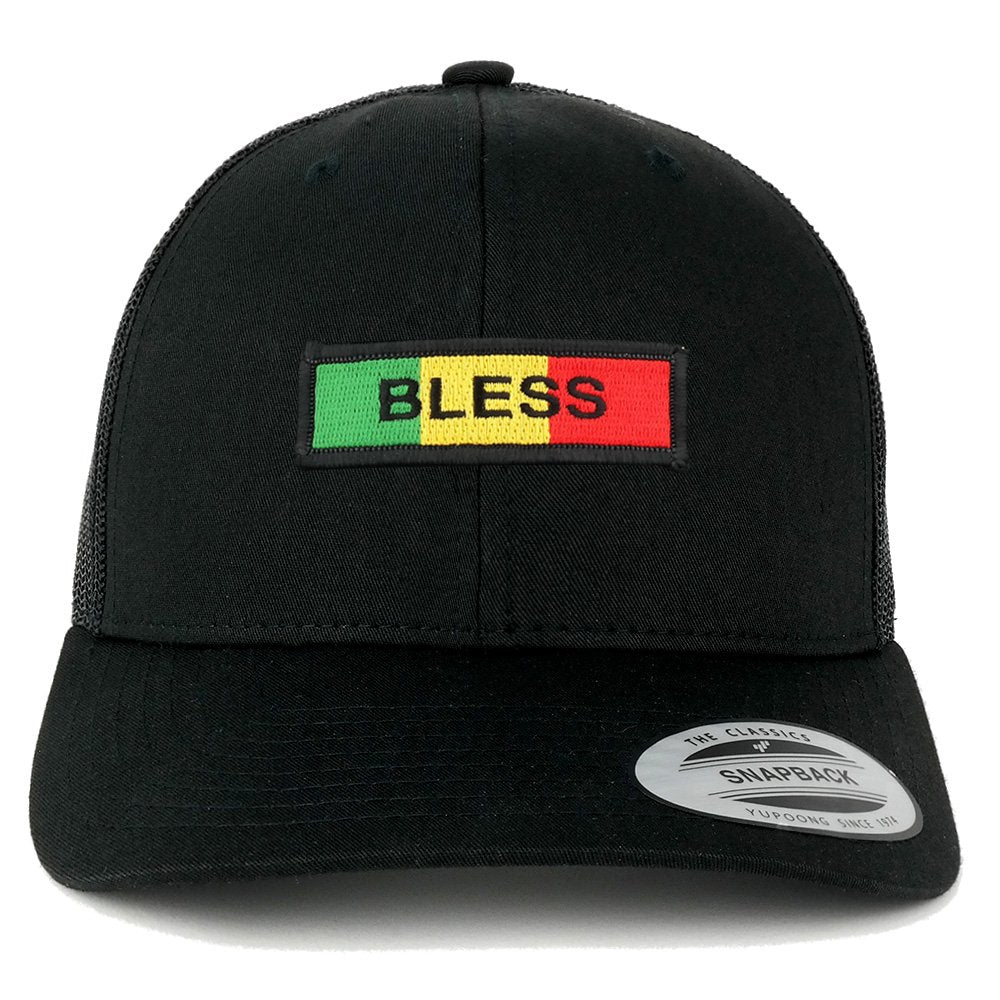 Bless Green Yellow Red Embroidered Iron on Patch Mesh Back Trucker Cap