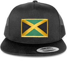 Flexfit 5 Panel Jamaica Flag Embroidered Iron On Patch Snapback Mesh Trucker Cap