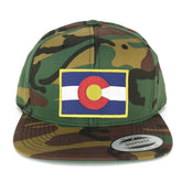 Flexfit Colorado Western State Flag Embroidered Iron on Patch Flat Bill Snapback Cap - CAMO