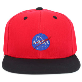 Armycrew Youth Kid's Small NASA Insignia Patch Flat Bill Snapback 2-Tone Baseball Cap