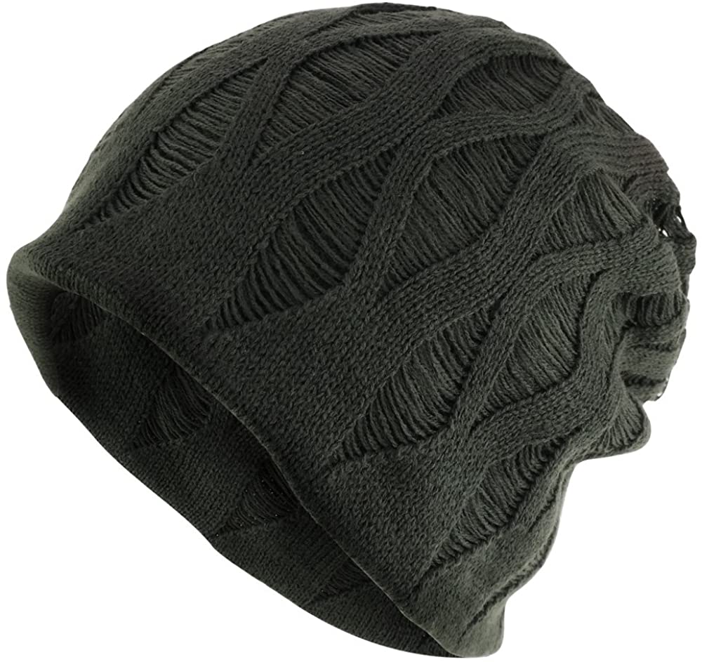 Armycrew Rasta Deep Crown Acrylic Distressed Reversible Slouchy Warm Beanie Hat