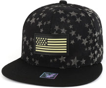 Armycrew USA Rubber Flag Patch Embroidered Star Panel Cotton Snapback Cap