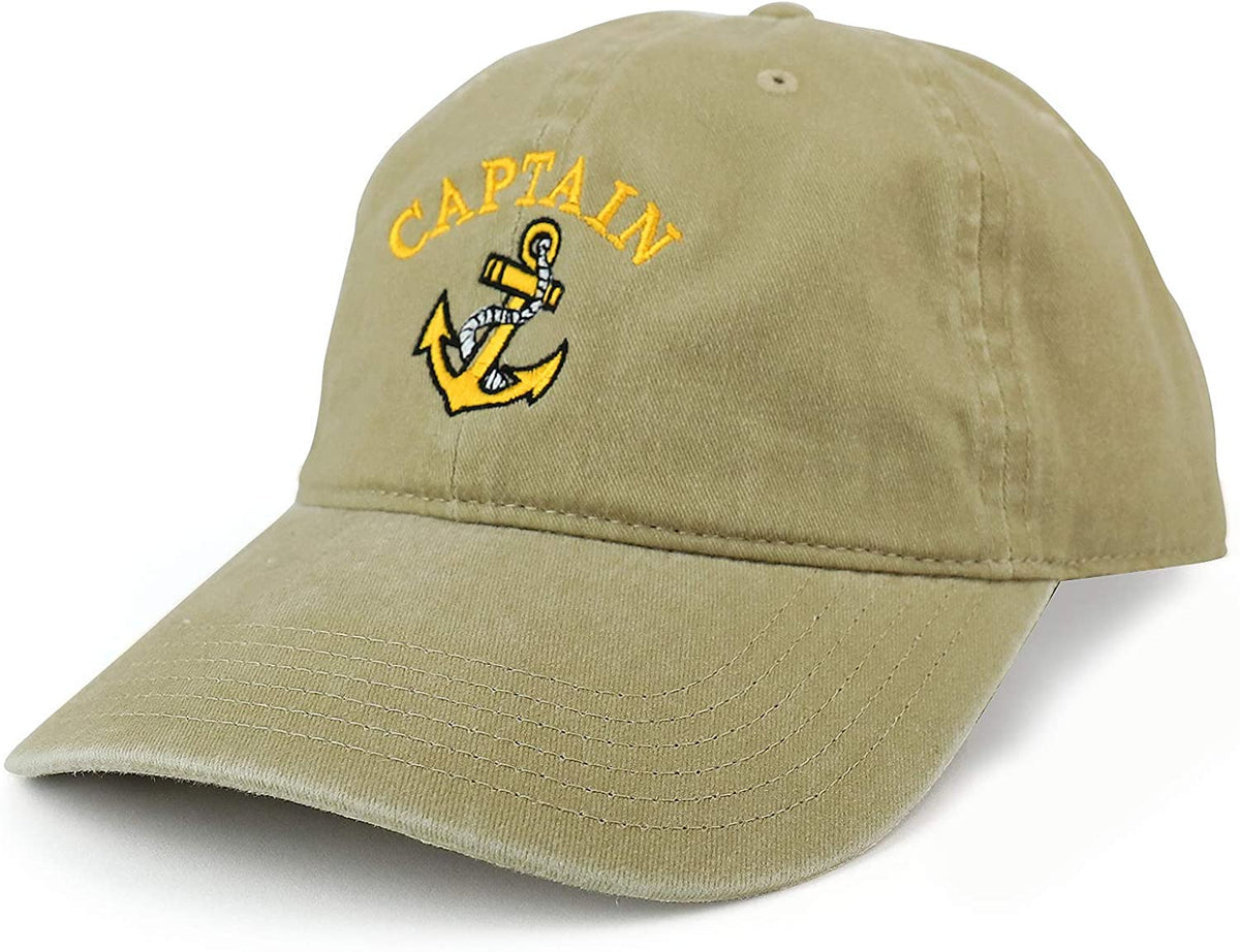 Armycrew XXL Captain Anchor Logo Pigment Dyed Unstructured Baseball Cap