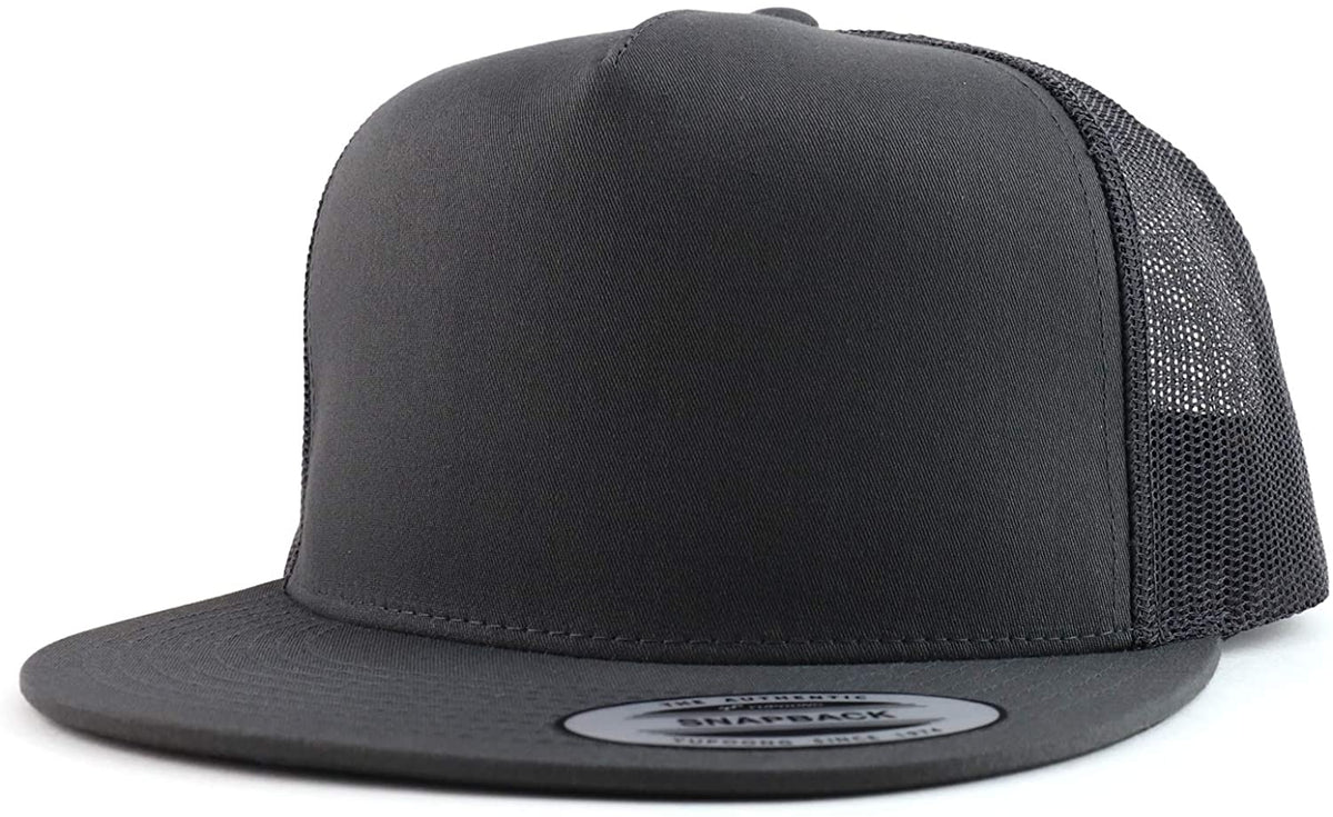Armycrew Flexfit Oversize XXL Structured Blank 5 Panel Flatbill Snapback Mesh Cap
