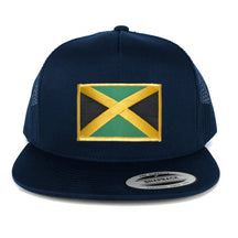 Flexfit 5 Panel Jamaica Flag Embroidered Iron On Patch Snapback Mesh Trucker Cap