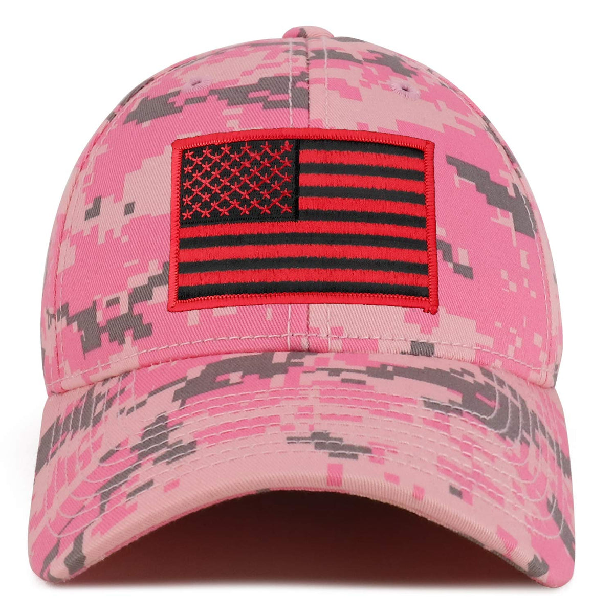 Armycrew Black Red American Flag Patch Camouflage Structured Baseball Cap