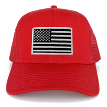 USA American Flag Embroidered Patch Snapback Mesh Trucker Cap - RED