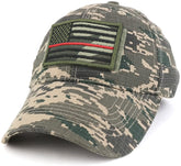 Armycrew USA Camo Thin Red Flag Tactical Patch Cotton Adjustable Baseball Cap