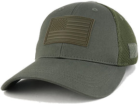 Armycrew US American Flag Olive 3-D Rubber Tactical Patch Low Crown Adjustable Mesh Cap