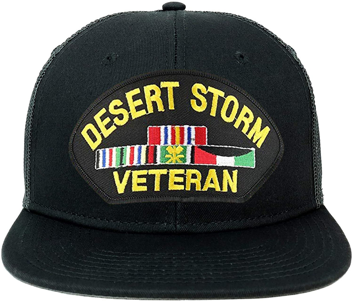 Armycrew Oversize XXL Desert Storm Veteran Large Patch Flatbill Mesh Snapback Cap