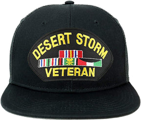 Armycrew Oversize XXL Desert Storm Veteran Large Patch Flatbill Mesh Snapback Cap