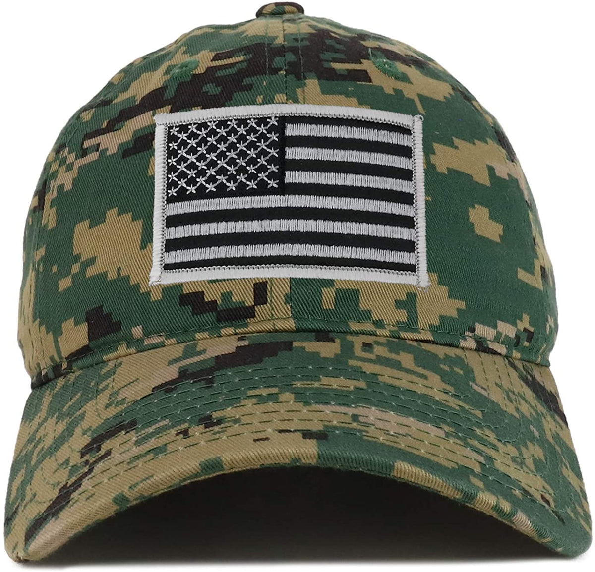 Armycrew Black Grey American Flag Embroidered Patch Camo Soft Crown Baseball Cap